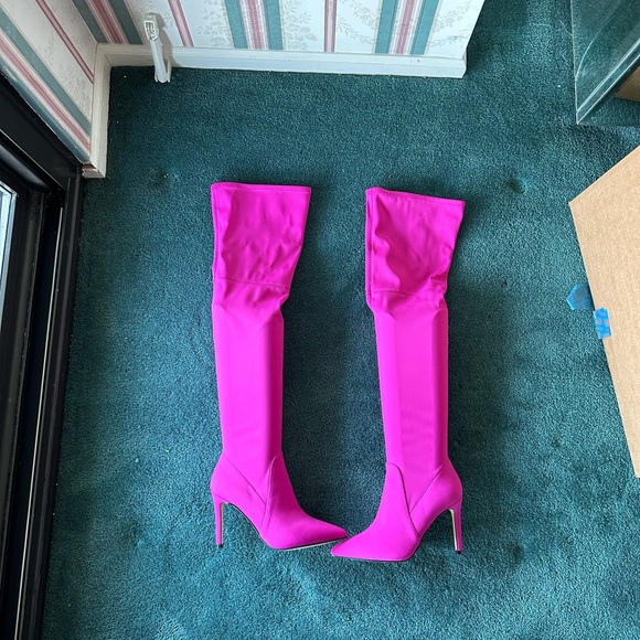 Leith Hot Pink Thigh High Boots - Picture 5 of 5